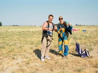 USA ID Caldwell 2002JUL21 FITZY SkydiveIdaho 021  Your's truly and Douggs. Check out his office attire. He even combed his hair for the camera. : 2002, Americas, Caldwell, Idaho, July, North America, Skydive Idaho, Skydiving, USA